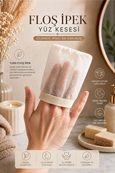 Kitchen Beauty Ekru Yüz Kesesi Floş İpek Peeling Banyo Duş Eldiveni Kadın Ve ...