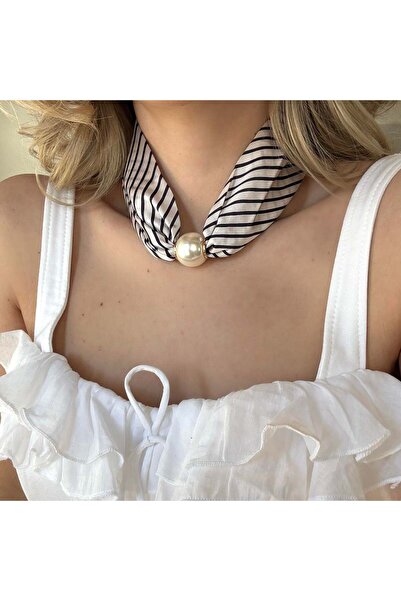 Alice İsstanbul Striped Pearl Scarf Necklace