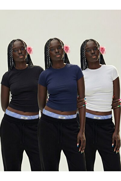 NİCE 3-pack Απλό κοντομάνικο μπλουζάκι με λαιμόκοψη ποδηλατικού τύπου