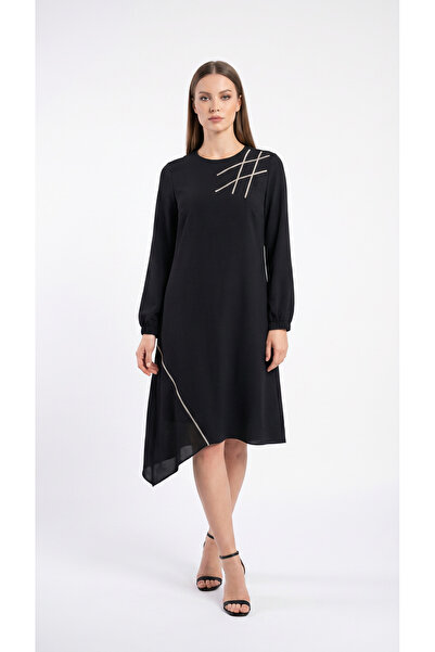 Şeker Portakalım Tunic Dress with Metal Stone Accessories Black (Choose 1 Siz...