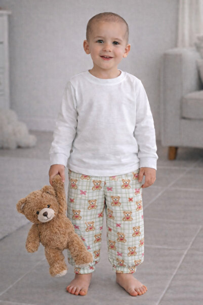 MODABOX Girls' Pajama Bottoms 100% Cotton Combed Cotton Elastic and Cuffed Le...