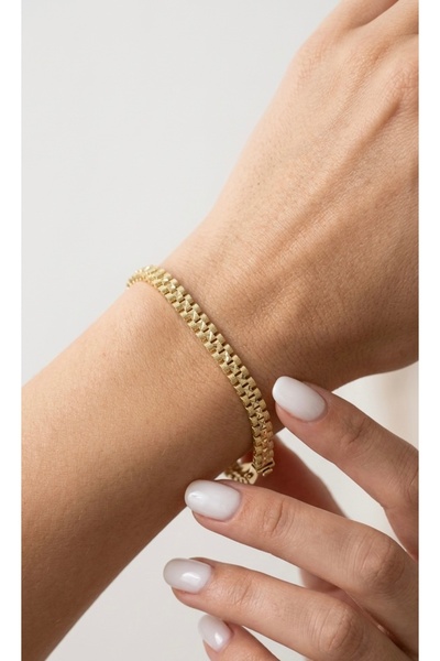 Glowisters Jewelry Kadın Gold Kordon Tasarım Örgü Zincir - Vip Seri Bileklik