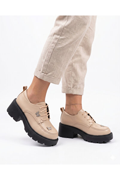 OEM Γυναικεία Μοκασίνια Πλατφόρμας σε Στυλ Πεταλούδας - Μπεζ Οικολογικό Δέρμα...