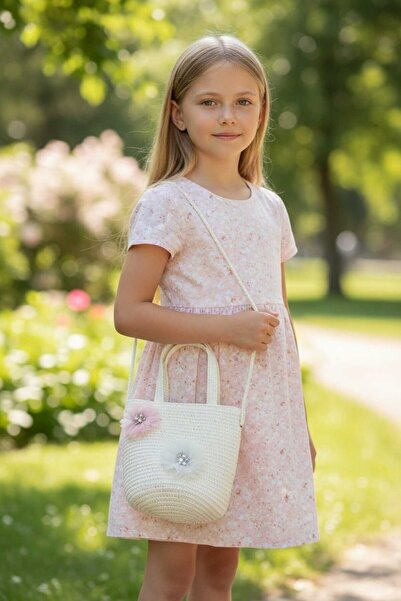 Aware Time Ψάθινη τσάντα χιαστί για κορίτσια με αξεσουάρ