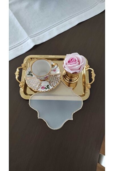 EBRULİ İLMEKLER Kahve sunum peçetesi Gold taşlı 2 adet