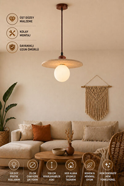 Elvora Home Modern (PREMİUM) Sarkıt Avize 25 cm Bohem Oturma Odası Salon Yata...
