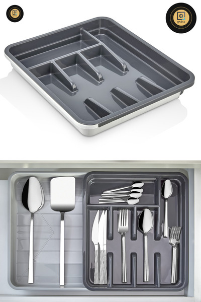 QNİAY Ρυθμιζόμενη θήκη για κουτάλια στο συρτάρι, επεκτάσιμη, πρακτική οργάνωσ...