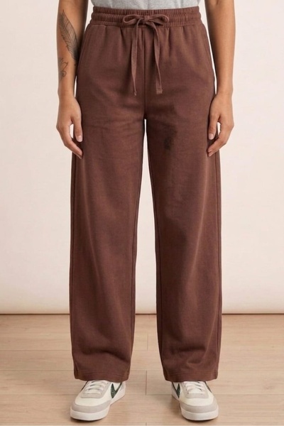 madam trend Καφέ 4εποχιακό γυναικείο παντελόνι από γκαμπαρντίνα με ελαστική μ...