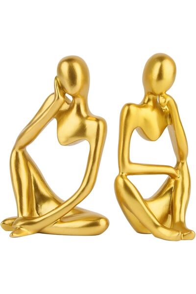 XiXiRan Golden Sculpture Ornaments Thinker, 2 Pieces