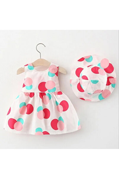 Little Dress Rochie de vară cu buline, fundă roz și pălărie asortată