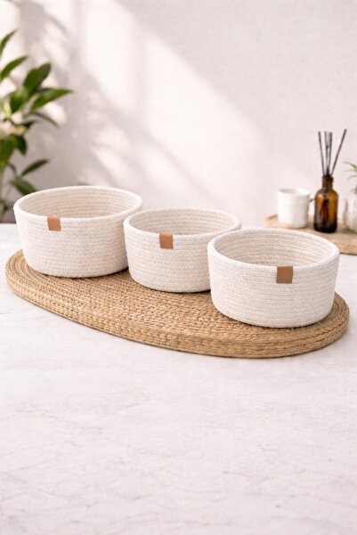 Bikaya Home Σετ 3 τεμαχίων πλεκτών καλαθιών |   Διακοσμητικός Οργανωτής |   Π...