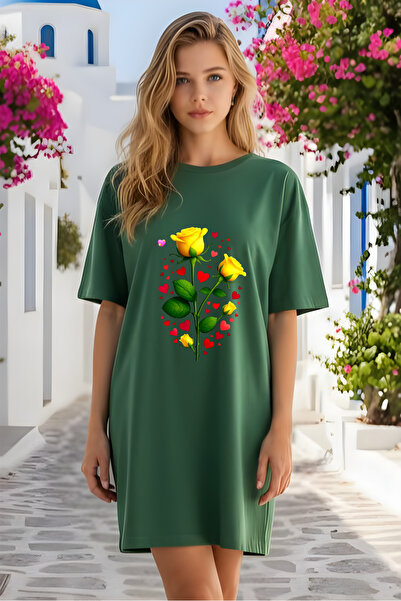 HOFFNUNG Women's Short Sleeve Oversize Crew Neck T-Shirt Dress Nightgown