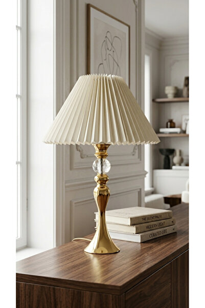 Decodelight Gold Şahmeran Metal Yüksek Ayak Kristal Taşlı Büyük Açık Krem Pil...