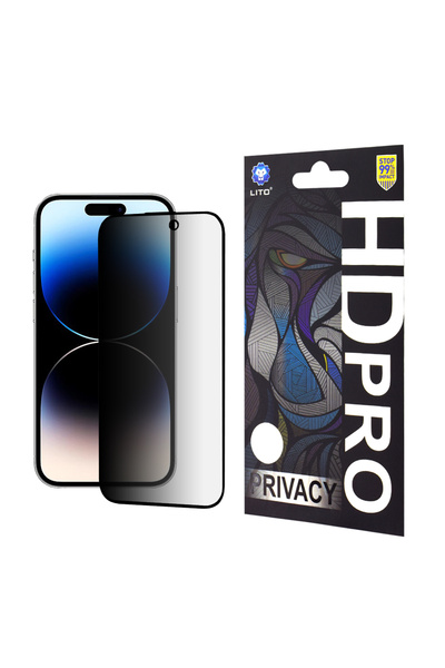 Lito Protective film for iPhone 14 Pro, Privacy; Anti-shock; Full Glue, black