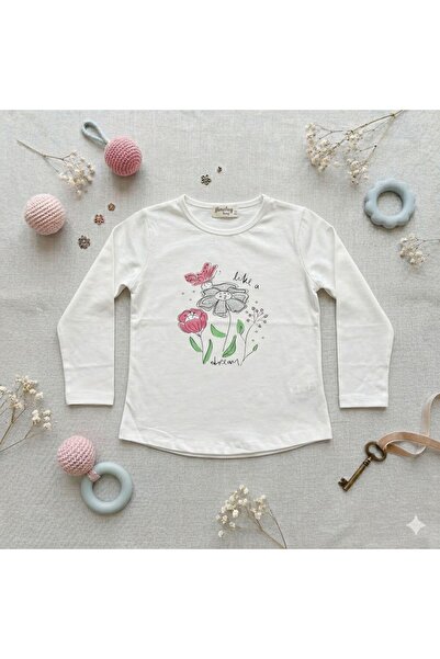 Victorino Bluza alba pentru copii - cu floricele