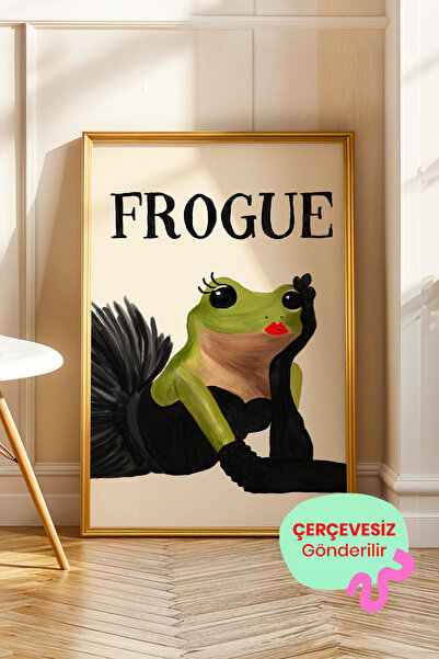 ArtDropsco Kurbağa Tablo Poster Kadın Figürlü Komik Modern Sanat Duvar Dekoru...
