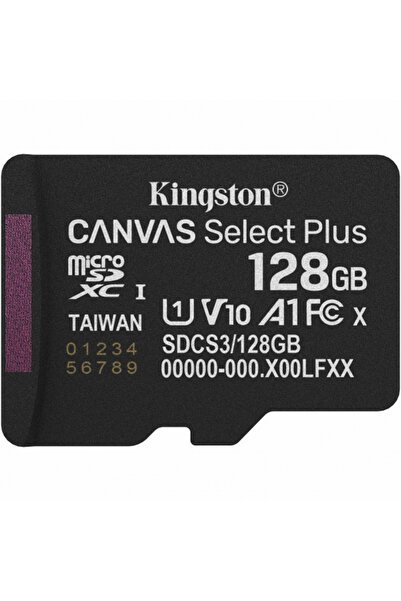 Kingston Карта памет microSDXC Canvas Select Plus Android A1, 128ГБ, Клас 10/...