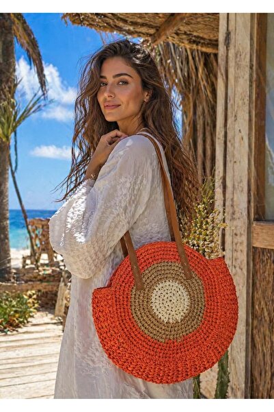 BALIENTE Δερμάτινο λουράκι με σχέδιο λουλούδι ρόδι, Στρογγυλή χειροποίητη πλε...