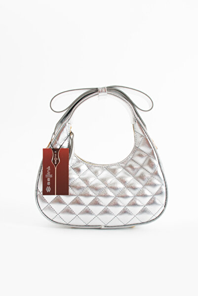 Sellini Bow Strap Detailed Luna Women's Crossbody Bag Silver