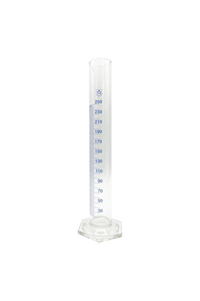 Alze Kimya Hobi Cam Mezür (Dereceli Silindir) - Boyut Seçenekleri İle - 250 ml