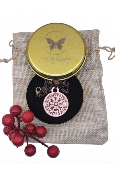 Zib Grips Velvet Copper Viking Compass Copper Pendant Handmade Boho Spiritual Gift