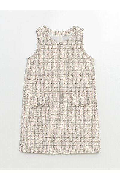 LC Waikiki Rochie din tweed pentru fete cu guler rotund