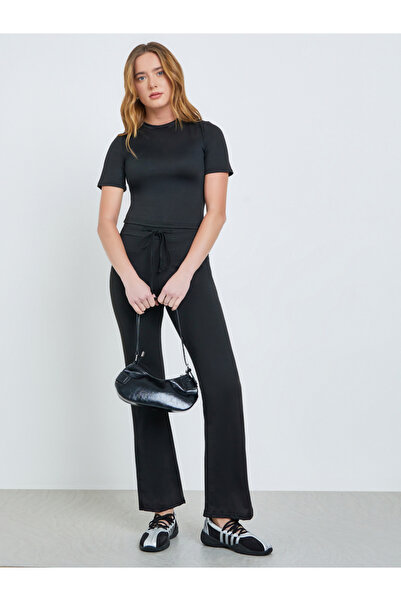 Take Two By Styli Black Solid Short Sleeve T-Shirt and Pants Co-Ords