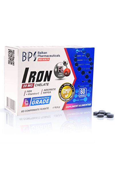 Balkan Pharmaceuticals Συμπλήρωμα Σιδήρου Μπισγλυκινικού 20 mg + Βιταμίνη C, ...