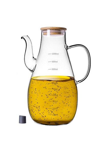 KADAX Ulcior de ulei din sticlă cu capac și mâner 1000 ml