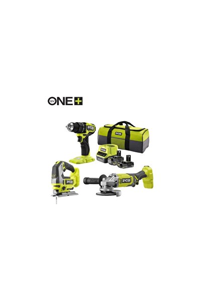 Ryobi RCK183E-242S 18V Akülü Kömürsüz R18JS DEKUPAJ+R18AG-140 Taşlama+18V Dar...