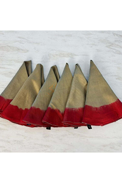 Tohfa Luxe Beige to Red Ombre Embroidered Round Napkin Set – Set of 6, 50 cm ...