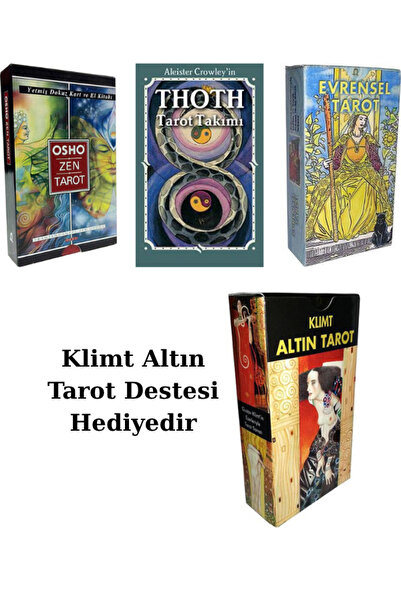 Omega Yayınları Zen Tarot-Thoth Tarot-Evrensel Tarot-(3 LÜ SET)-Klimt Altın T...