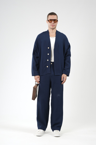 Butik Trend Biz Oversize Ανδρικό Σετ Μπλούζα-Παντελόνι από Μουσελίνα