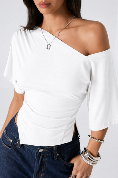 COOL TARZ Women's One-Shoulder 100% Cotton Single Jersey Blouse – Comfortable...