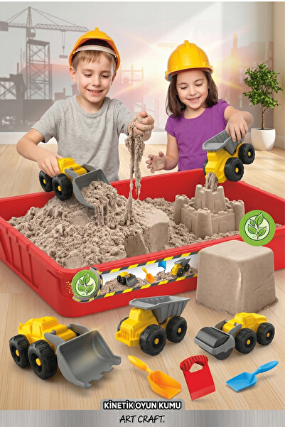 craftivio Art Craft 750 gr Naturel Kinetik Oyun Kumu İş Makineleri İnşaat Set...
