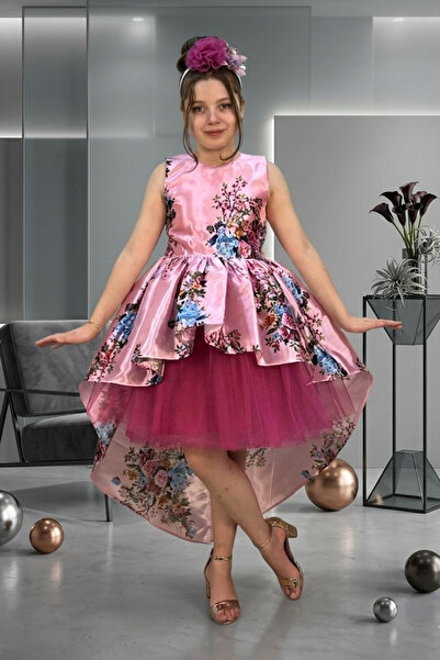 tny kids collection Floral Patterned Satin Dress
