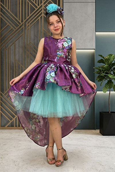 tny kids collection Floral Patterned Satin Dress
