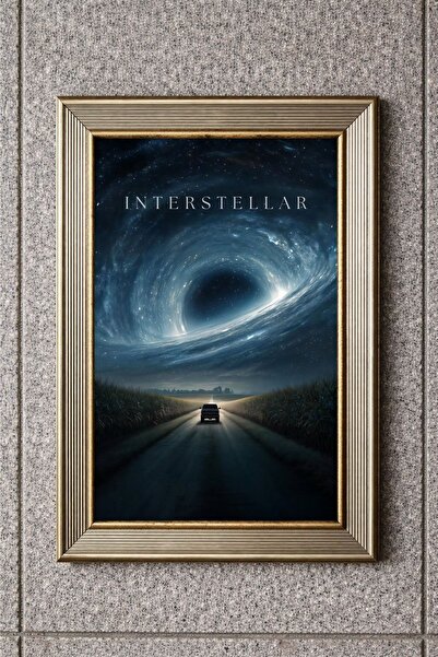 BuzzDesigns Interstellar Kara Delik Uzay Temalı Sinematik Poster Tablo (Çerçe...