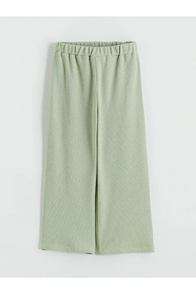 LC Waikiki Green Textured Ruffle Girls' T-Shirt and Pants