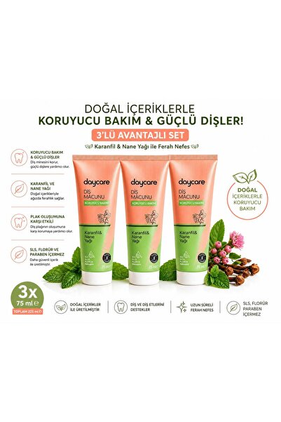 Daycare Karanfil Ve Nane Yağlı Glutensiz Diş Macunu 3'lü