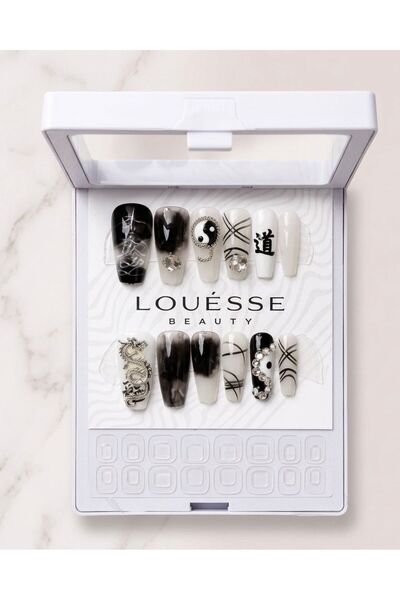 Louesse Beauty Louésse Yin Shadow Takma Tırnak 12’li – Siyah Beyaz Taşlı Yin ...