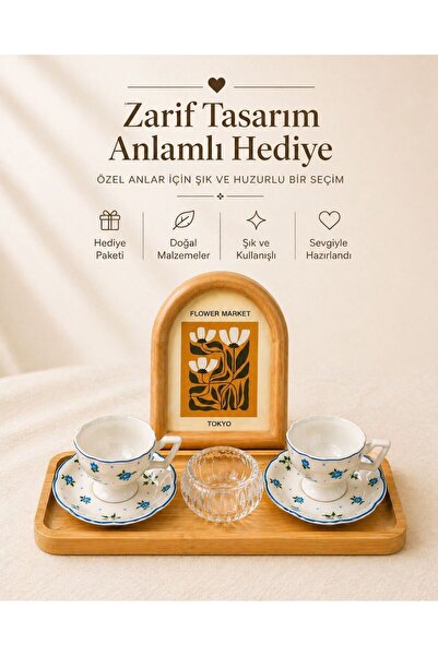 Janset türk kahvesi fincanı çerçeve hediye seti, anneler günü hediyesi,yeni e...
