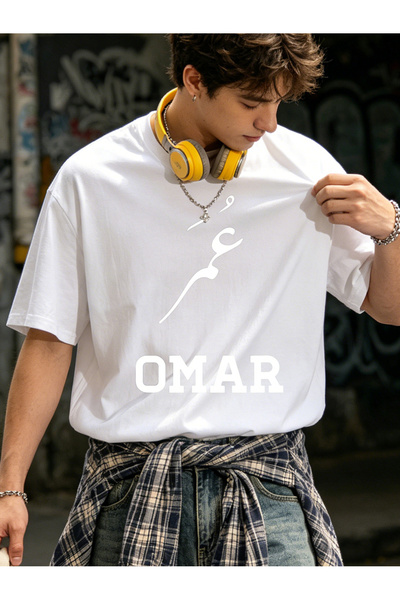 bolivia's Men'S Casual Long Sleeve T-Shirt with OMAR Graphic Print - Olive Gr...