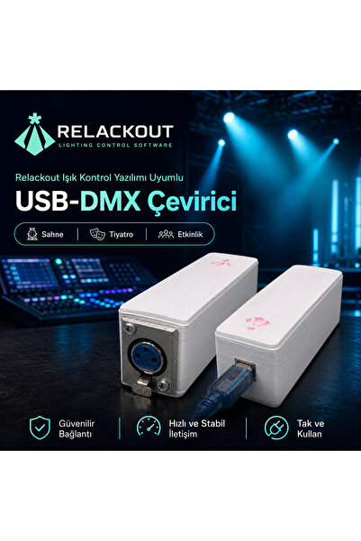 relackout USB-DMX Çevirici, Sahne ve Tiyatro Işık Kontrolü için, Bilgisayarda...