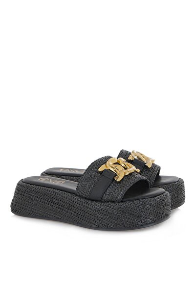 Exe Shoes Γυναικεία Παντόφλας 34S-746 Μαύρο Ψάθα S434S7463H23
