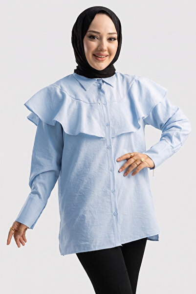 Suede Style 6317 - Stylish, Comfortable Peach Fabric Shirt Collar Women's Shirt