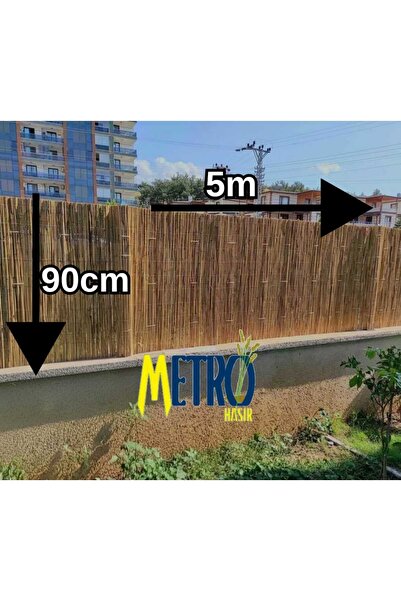 Doğadan Mekana Metrohasır Doğal Kamış - Hasır Çit - 90cmx5m Doğal Bambu - Bah...