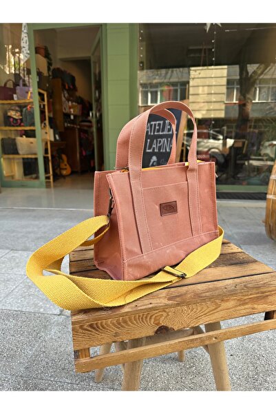 Atelier Lapina Somon / Deniz Atı / Orta Boy Mumlu Kanvas Çanta