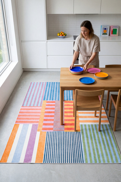 Aden Art Board Dijital Halı | Modern Makinede Yıkanabilir Kaymaz Tabanlı Halı...
