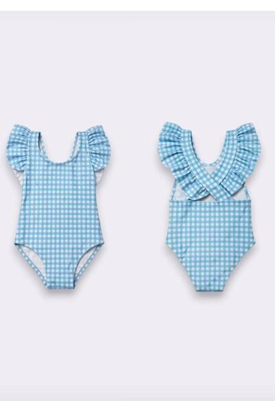 mirkidsclub Girls' Ruffle Swimsuit - Retro Swimsuit with Cross Tie Back